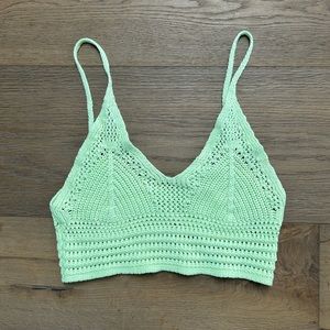 Double Zero crochet crop top in lime green, women’s size small
